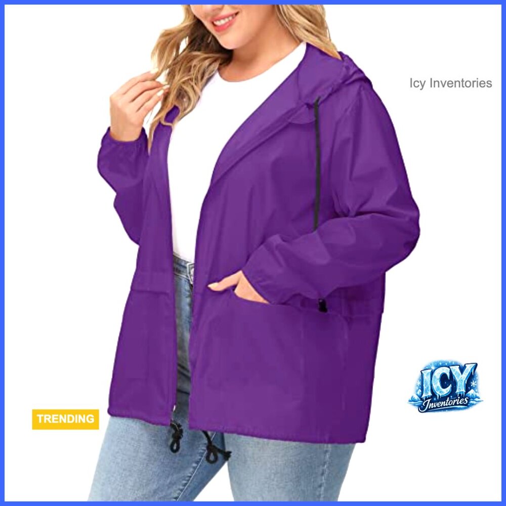 Waterproof Polyester Raincoat Packable Hooded Win… - image 2